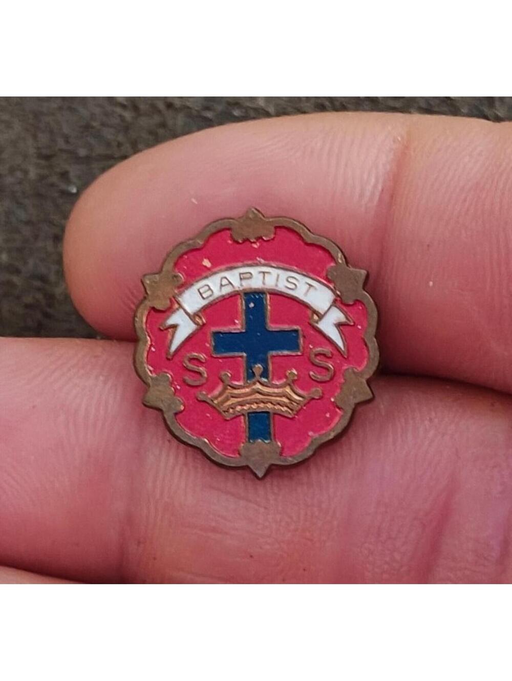 1940s/50s Baptist Sunday School Perfect Attendance Award Brass Pin